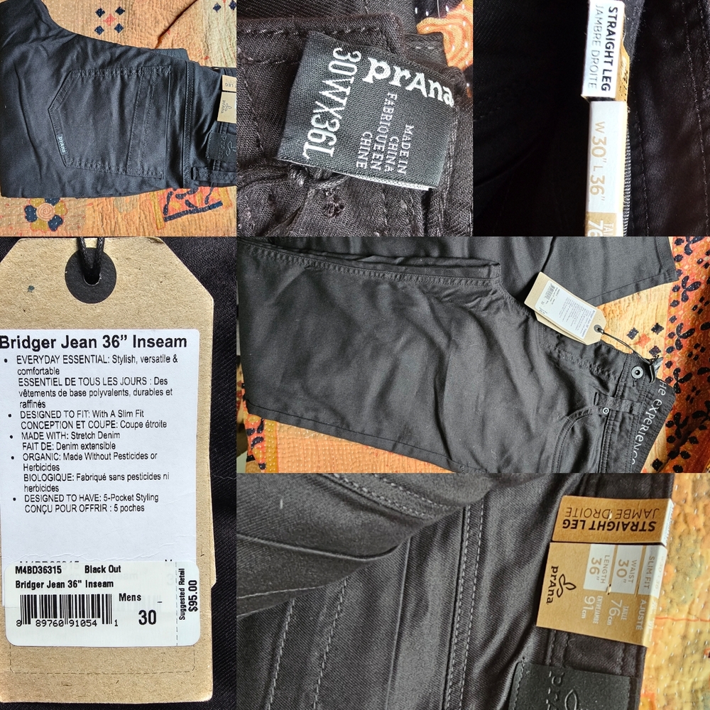 prAna Men's Black Bridger Jeans